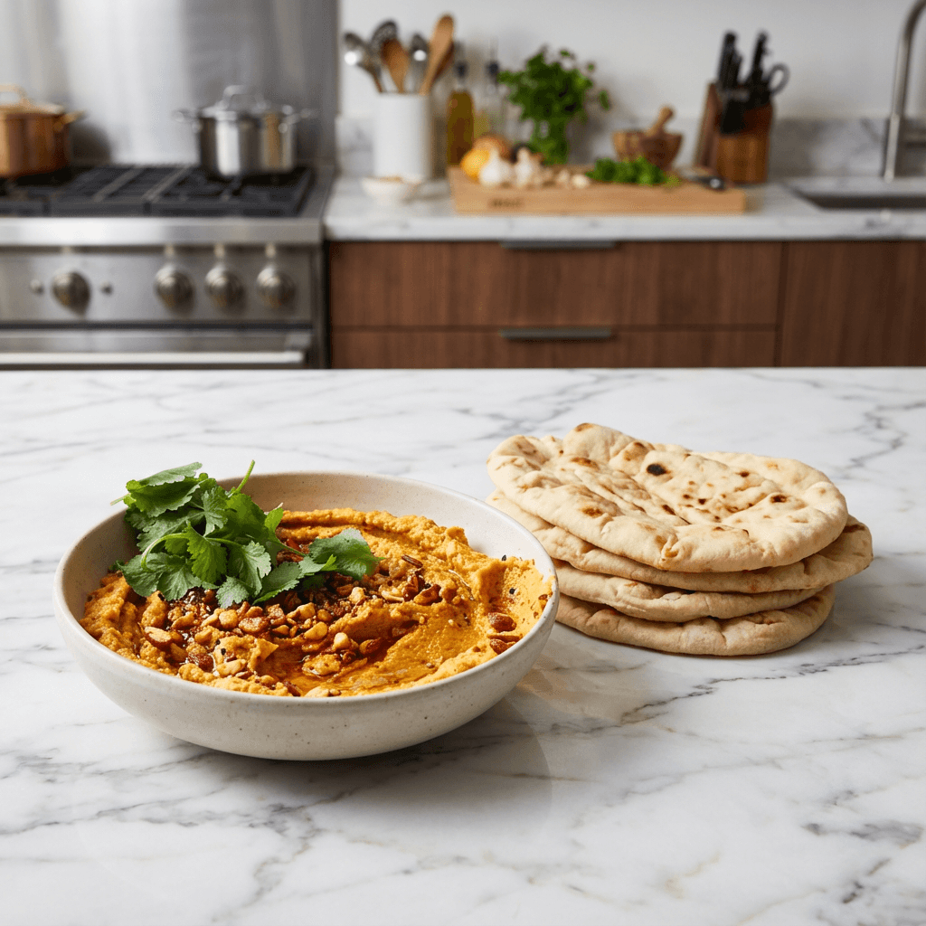 Spiced Carrot Dip with Almond Dukkah
